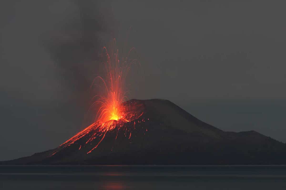 Regardez le volcan du mont Krakatoa  clate deux fois le 